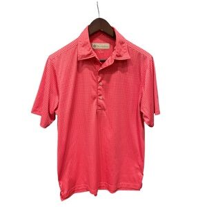 Donald Ross peony/white Preston Polo micro check performance stretch golf shirt